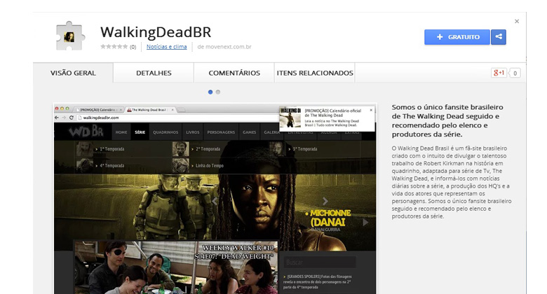 Extensão do Walking Dead Brasil para Google Chrome
