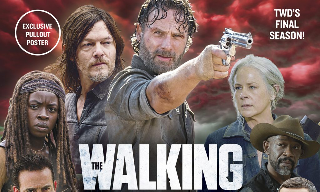 Negan, Michonne, Daryl, Rick, Carol e Morgan na capa da The Walking Dead: The Ultimate Survival Guide da TV Guide Magazine