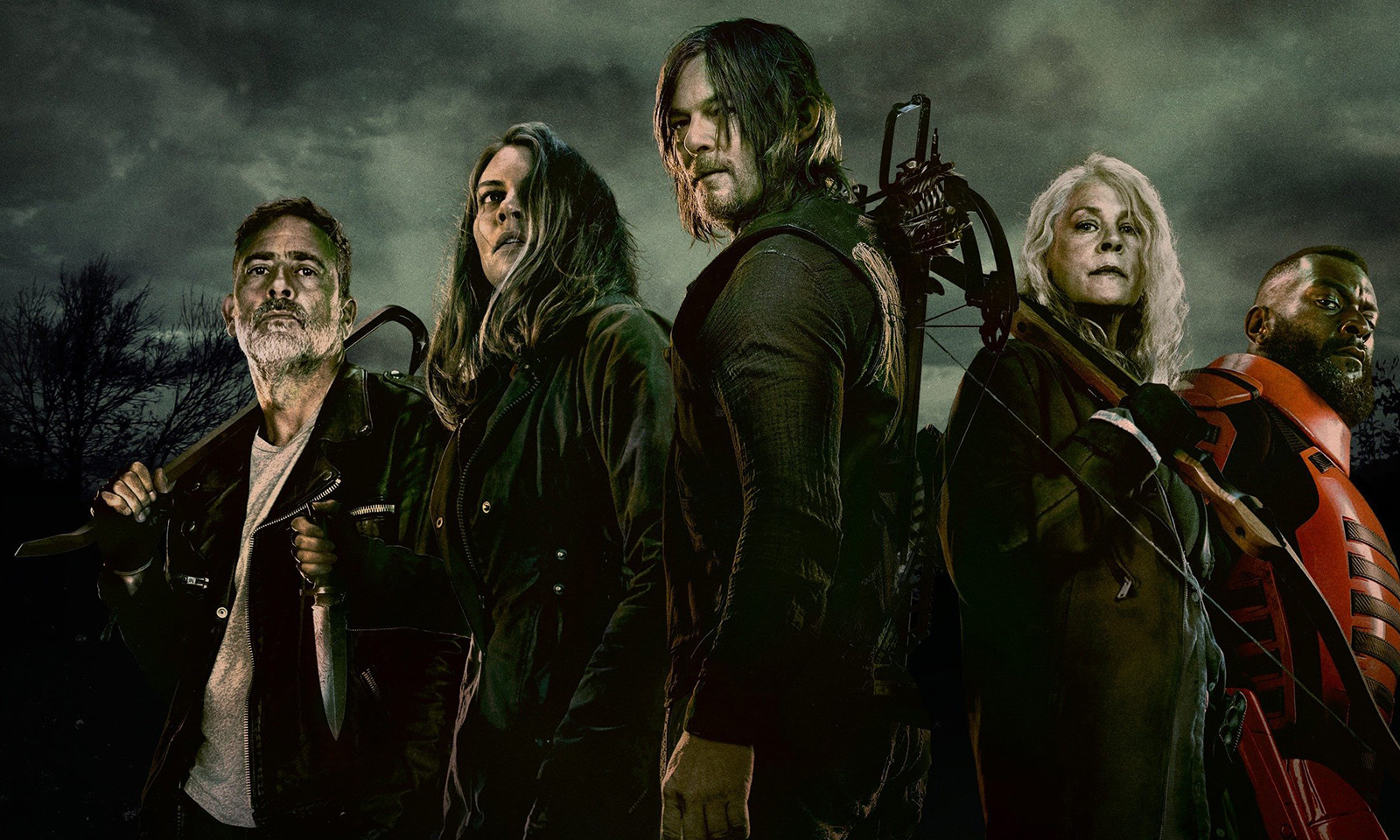 Negan, Maggie, Daryl, Carol e Mercer no pôster da 11ª e última temporada de The Walking Dead.