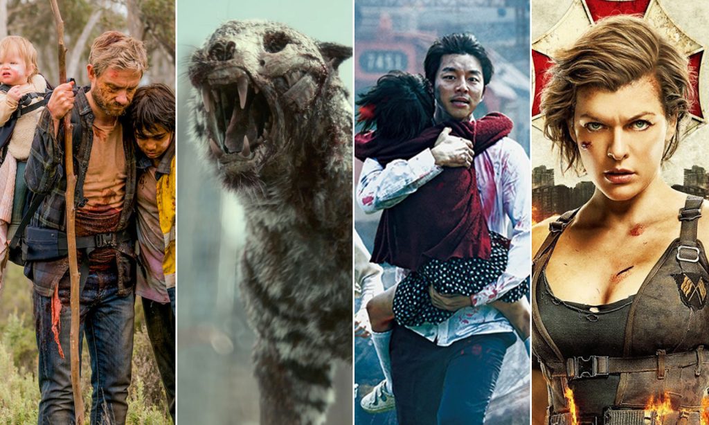 Montagem com filmes de zumbis disponíveis na Netflix.