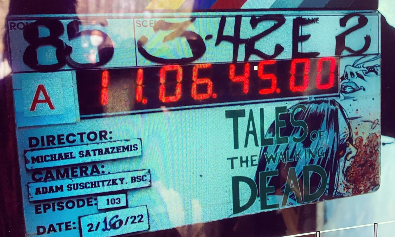 Claquete das gravações do episódio 3 da 1ª temporada de Tales of The Walking Dead.