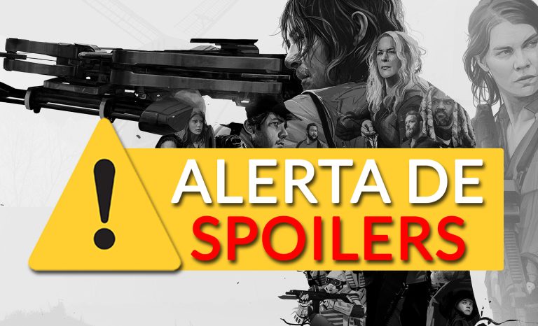 Pôster da 11ª temporada de The Walking Dead com mensagem de ALERTA DE SPOILER.