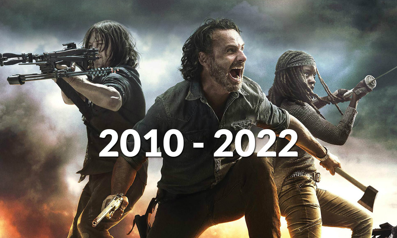 Daryl, Rick e Michonne armados e prontos para o combate em pôster de The Walking Dead.