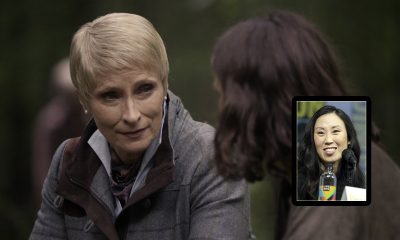 Montagem mostrando Pamela Milton conversando com Maggie no episódio 12 da 11ª temporada de The Walking Dead e a showrunner Angela Kang.