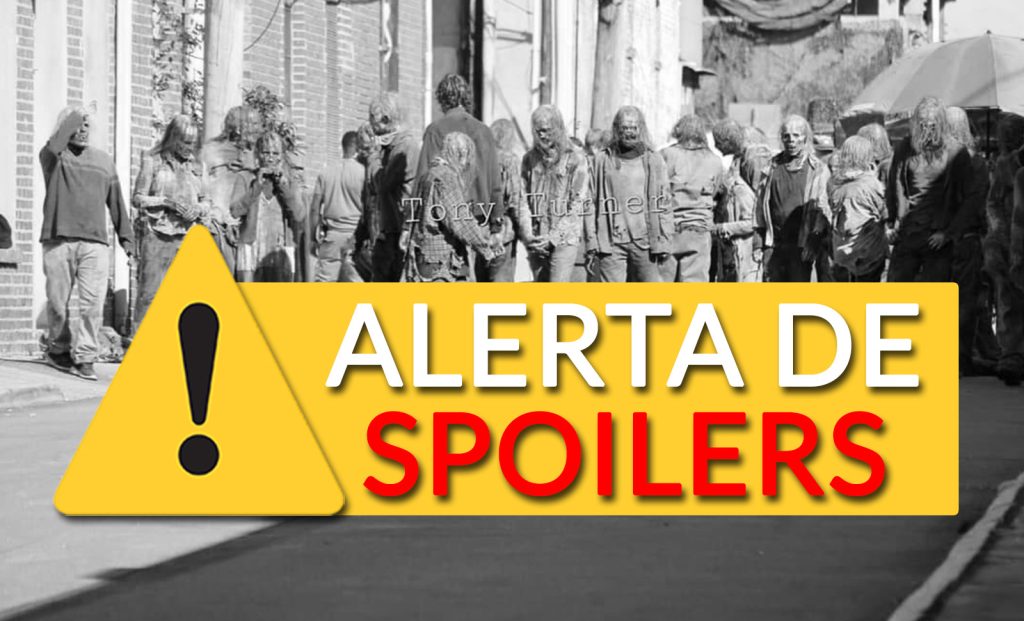 Walkers no set de gravações do último episódio de The Walking Dead.