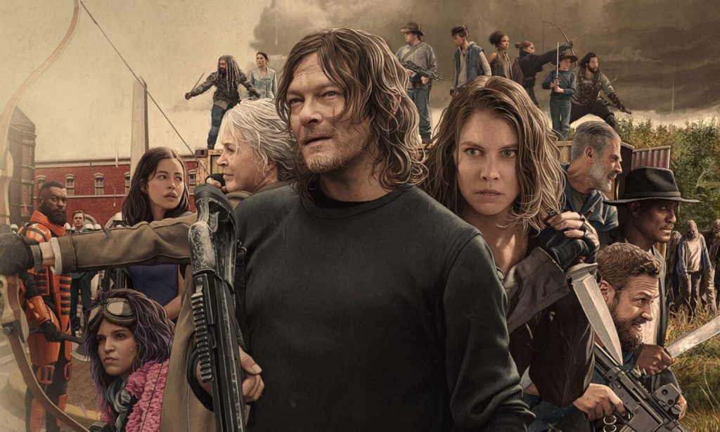 Personagens reunidos em pôster alternativo da 2ª parte da 11ª temporada de The Walking Dead.