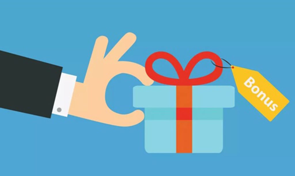 arte com mão segurando um prêmio de bonus