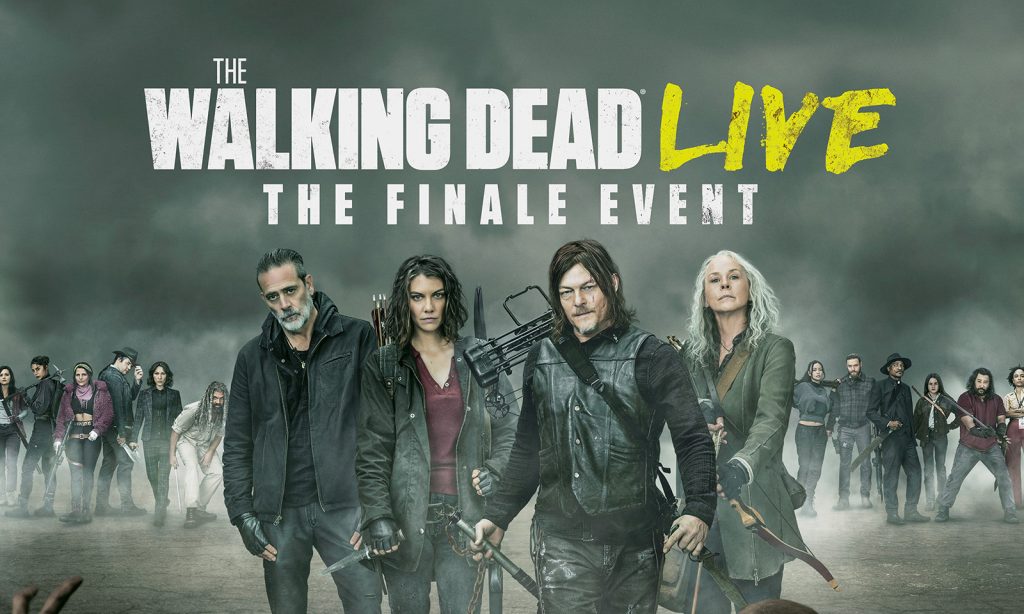 Pôster oficial da última temporada de The Walking Dead com todos os personagens principais e a logo do The Finale Event.