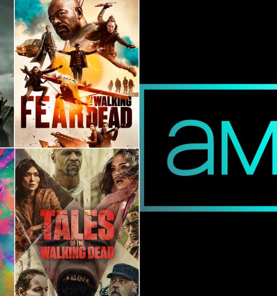 Montagem com os pôsteres das séries The Walking Dead, Fear the Walking Dead, The Walking Dead: World Beyond, Tales of The Walking Dead e a logo do streaming AMC+.