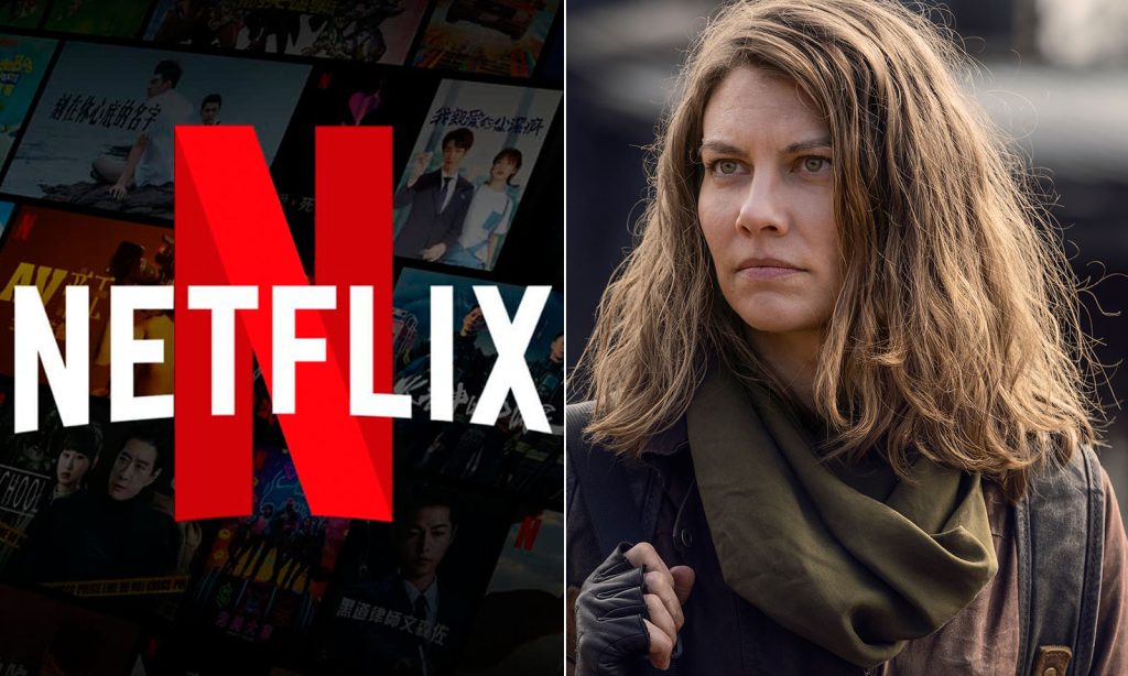Montagem com logo da Netflix e Maggie em cena do Episódio 1 da 11ª temporada de The Walking Dead.