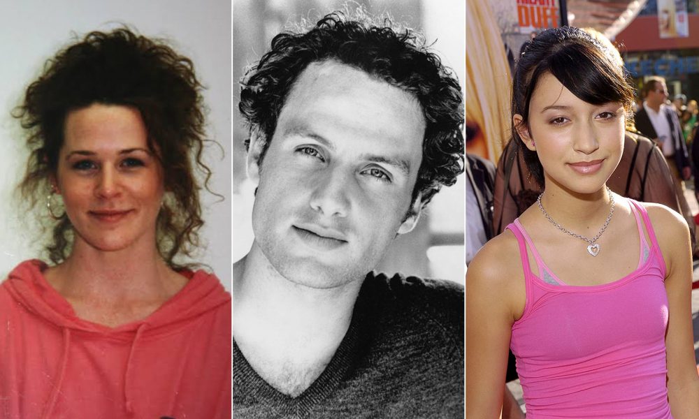 Montagem com fotos antigas de Melissa McBride, Andrew Lincoln e Christian Serratos antes da fama pós The Walking Dead.