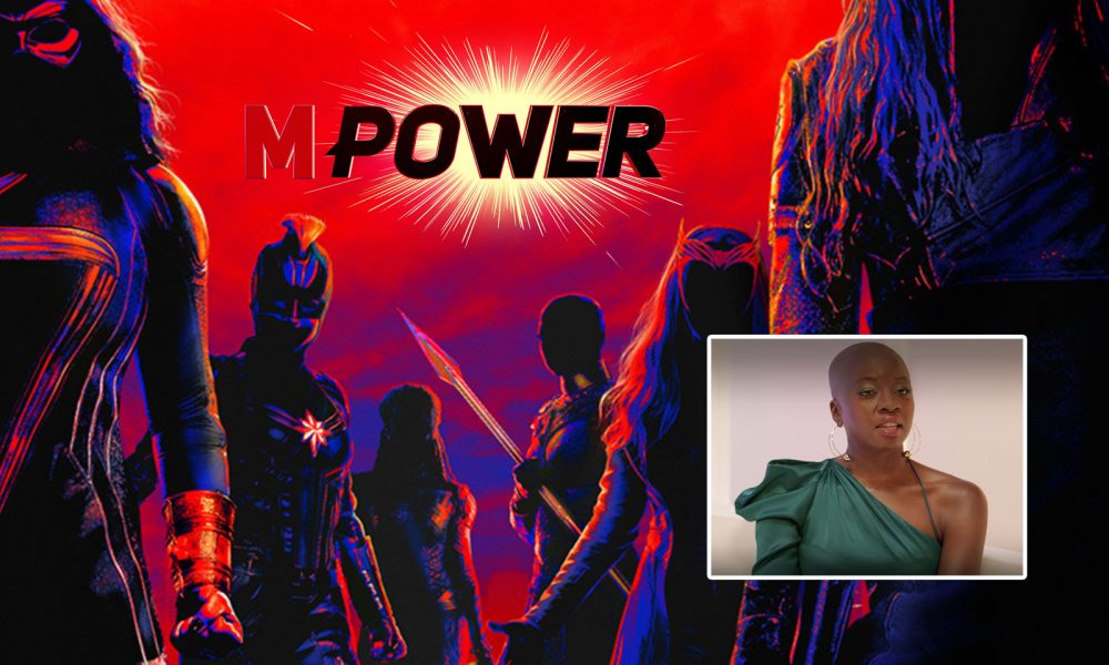 Montagem com pôster, logo e foto de Danai Gurira no documentário especial MPower.