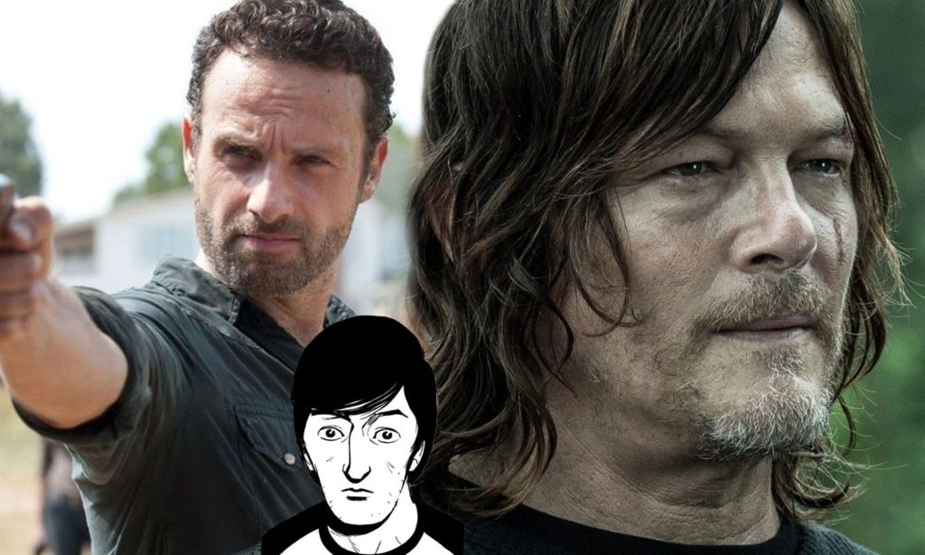 Montagem com fotos de Daryl Dixon, Rick Grimes e Jeffrey Grimes de The Walking Dead: The Alien.