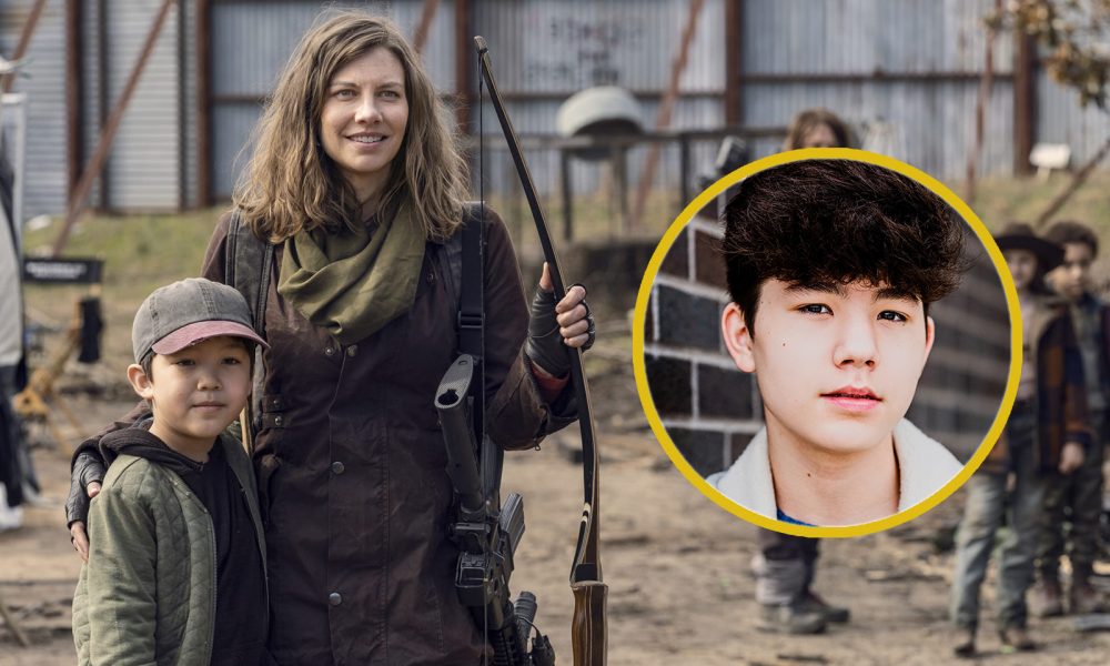 Montagem com foto de Maggie e Hershel Rhee na 11ª temporada de The Walking Dead e uma foto do ator Logan Kim, o Hershel de The Walking Dead: Dead City.