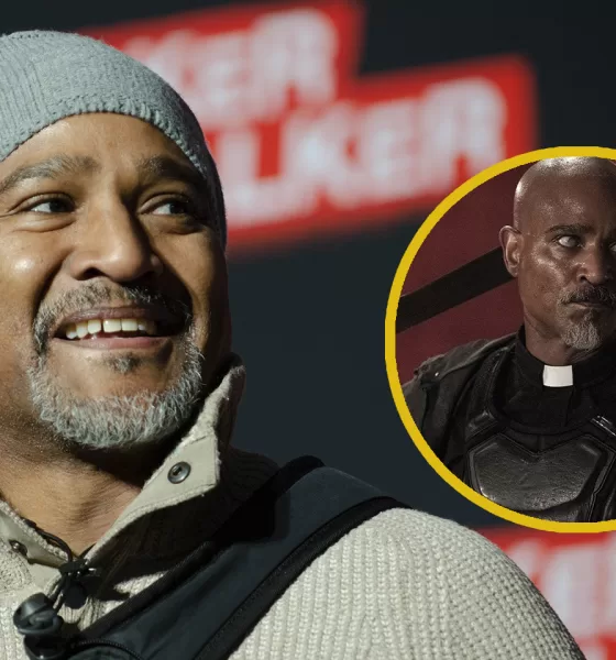 Montagem com foto de Seth Gilliam em evento e imagem de Padre Gabriel em episódio de The Walking Dead.