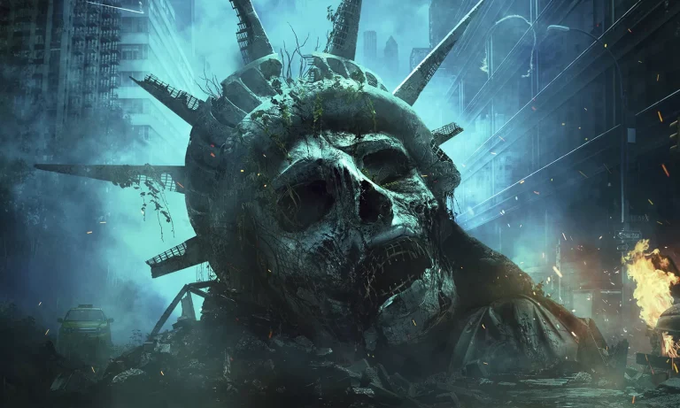 Estátua da Liberdade zumbificada em pôster promocional de The Walking Dead: Dead City.
