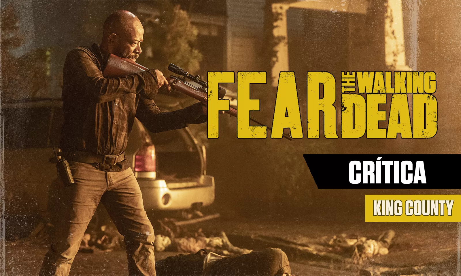 Morgan apontando sua arma em arte da crítica do episódio 4 da 8ª temporada de Fear the Walking Dead.