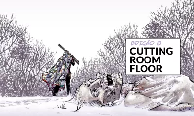 Arte com imagem da capa da The Walking Dead Deluxe 8 para o Cutting Room Floor.