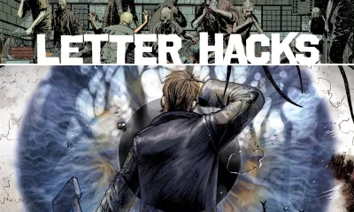 Arte com imagem da capa da The Walking Dead Deluxe 9 para o Letter Hacks.