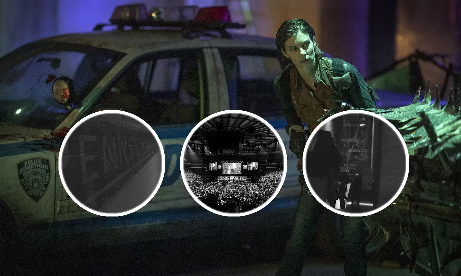 Montagem com curiosidades das cenas do episódio 4 da 1ª temporada de The Walking Dead: Dead City.