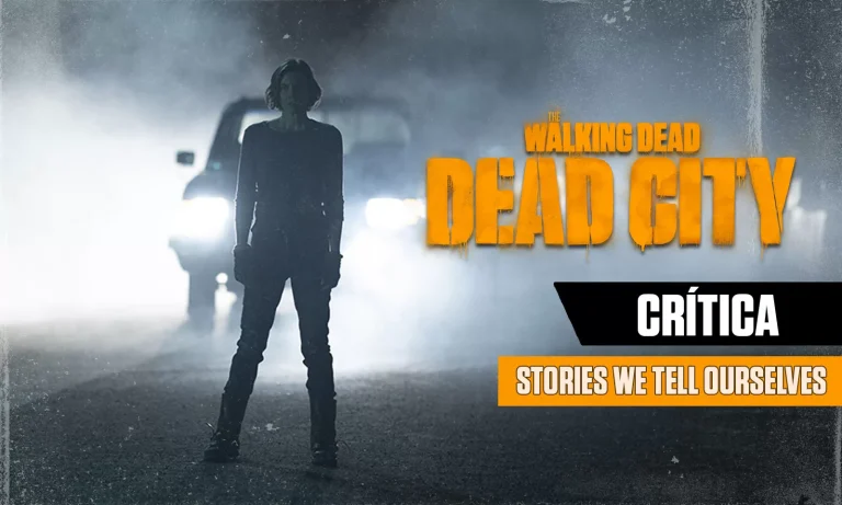 Maggie com um carro ao fundo a iluminando em arte da crítica do episódio 5 da 1ª temporada de The Walking Dead: Dead City.