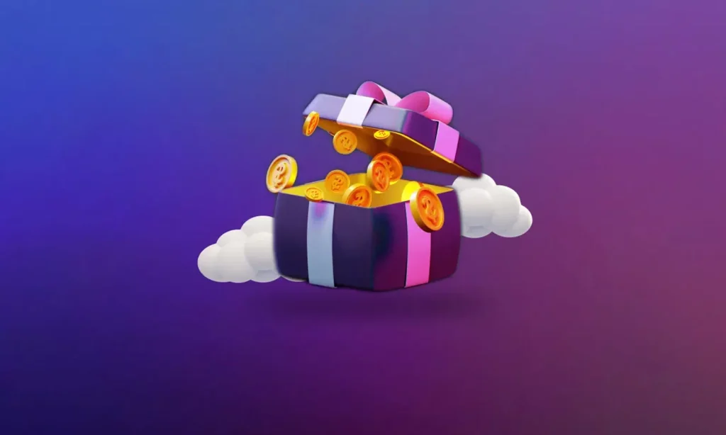 Arte de presente com moedas do Sunplay Casino.