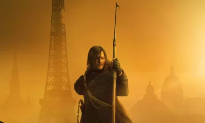 Daryl segurando sua arma com a Torre Eiffel de fundo no pôster de The Walking Dead: Daryl Dixon.