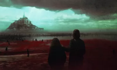 Frame da abertura de The Walking Dead: Daryl Dixon com Daryl e Laurent olhando o caminho que vão precisar seguir repleto de zumbis.