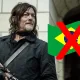 Montagem com imagem de Daryl em episódio de The Walking Dead: Daryl Dixon e bandeira do Brasil com um x vermelho.