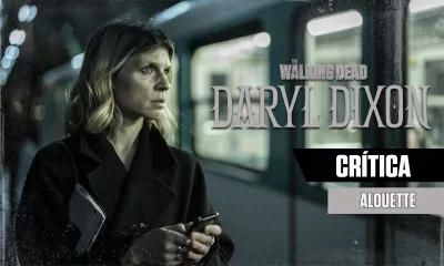 Isabelle com seu celular na mão e observando o trem do metrô em arte da crítica do episódio 2 da 1ª temporada de The Walking Dead: Daryl Dixon.