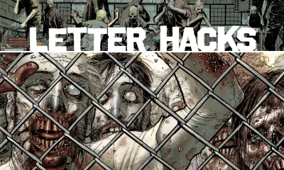 Arte com imagem da capa da The Walking Dead Deluxe 16 para o Letter Hacks.