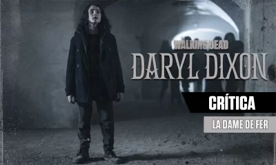 Laurent com walkers ao fundo em arte da crítica do episódio 4 da 1ª temporada de The Walking Dead: Daryl Dixon.