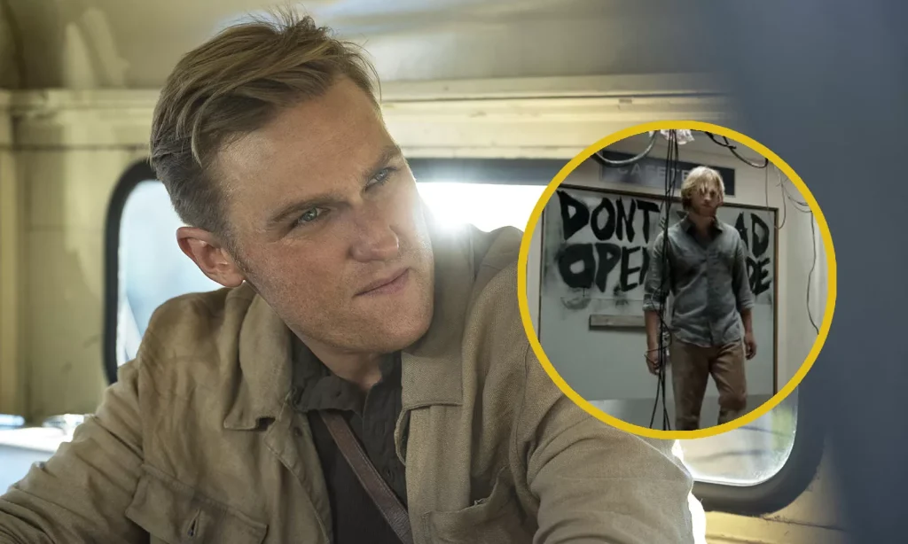 Montagem com fotos dos personagens de Wyatt Russell em The Walking Dead: The Oath e Monarch: Legado dos Monstros.