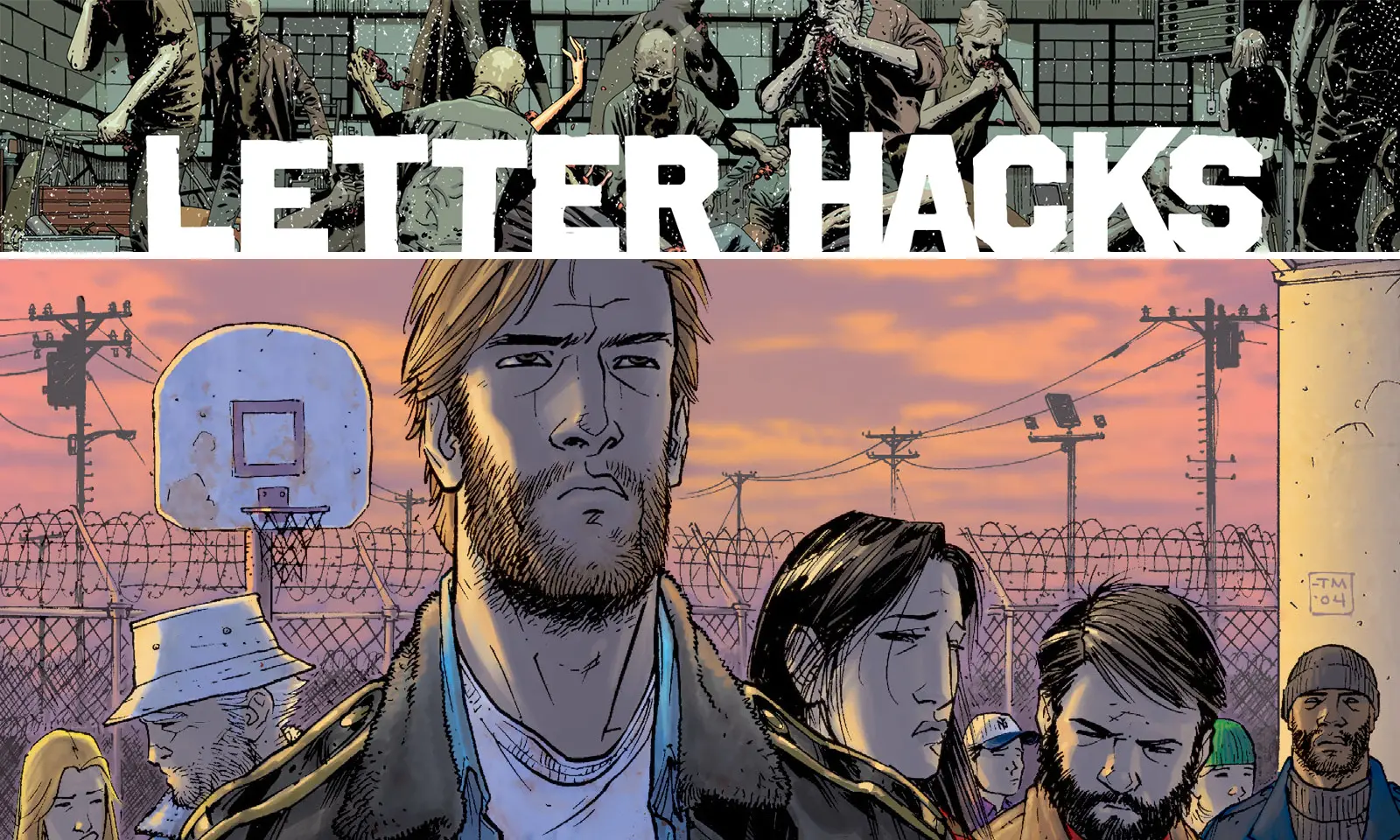 Arte com imagem da capa da The Walking Dead Deluxe 18 para o Letter Hacks.