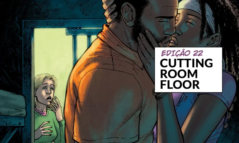 Arte com imagem da capa da The Walking Dead Deluxe 22 para o Cutting Room Floor.