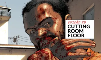 Arte com imagem da capa da The Walking Dead Deluxe 23 para o Cutting Room Floor.