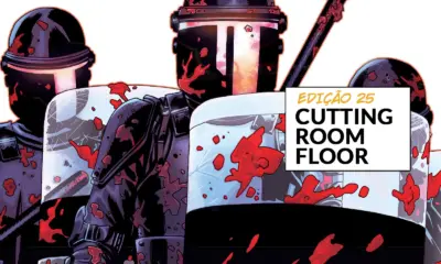 Arte com imagem da capa da The Walking Dead Deluxe 25 para o Cutting Room Floor.