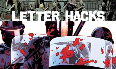 Arte com imagem da capa da The Walking Dead Deluxe 25 para o Letter Hacks.