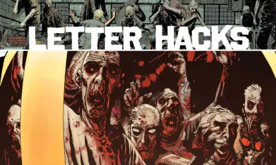 Arte com imagem da capa da The Walking Dead Deluxe 27 para o Letter Hacks.