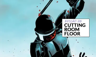 Arte com imagem da capa da The Walking Dead Deluxe 28 para o Cutting Room Floor.