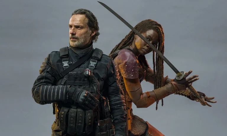 Rick e Michonne em portraits oficias de The Walking Dead: The Ones Who Live.