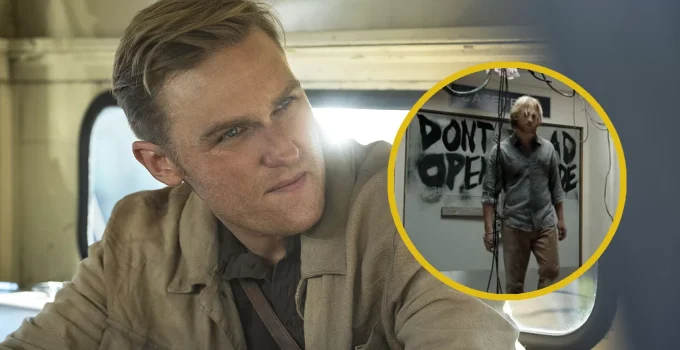 Montagem com fotos dos personagens de Wyatt Russell em The Walking Dead: The Oath e Monarch: Legado dos Monstros.