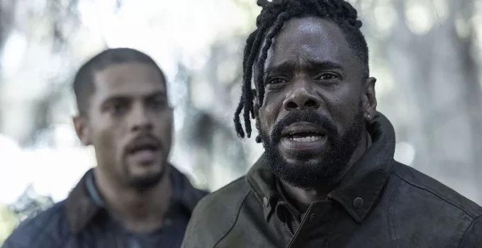 Strand/Anton assustado com Frank ao fundo em cena do Episódio 7 da 8ª temporada de Fear the Walking Dead.
