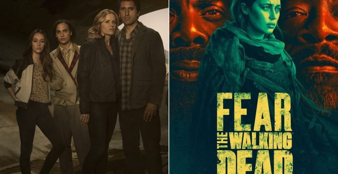 Montagem com os pôsteres das temporadas 1 e 7 de Fear the Walking Dead.