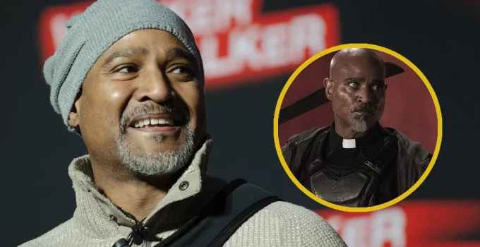 Montagem com foto de Seth Gilliam em evento e imagem de Padre Gabriel em episódio de The Walking Dead.