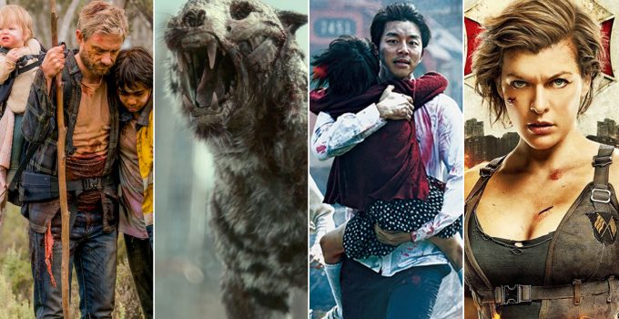 Montagem com filmes de zumbis disponíveis na Netflix.