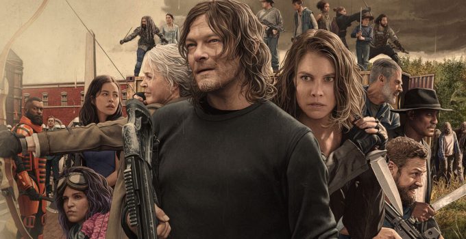 Personagens reunidos em pôster alternativo da 2ª parte da 11ª temporada de The Walking Dead.