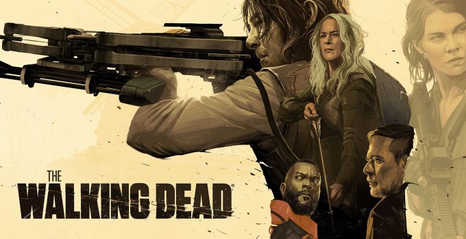 Pôster da 11ª temporada de The Walking Dead com Daryl, Carol, Maggie, Negan e Mercer.