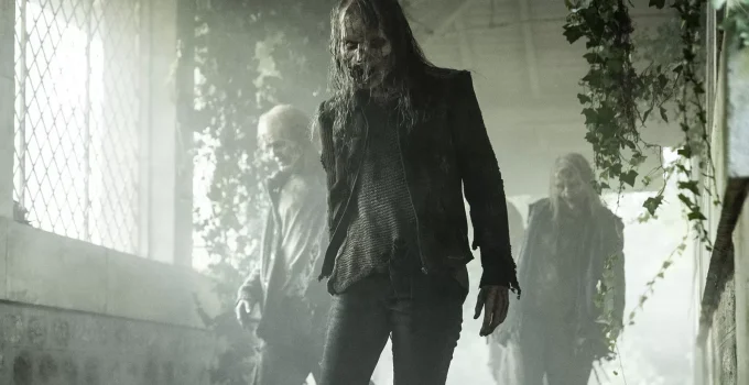 Zumbis caminhando em episódio de The Walking Dead: Daryl Dixon.
