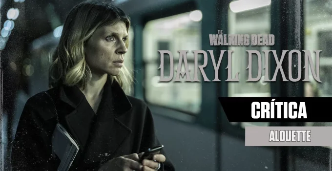 Isabelle com seu celular na mão e observando o trem do metrô em arte da crítica do episódio 2 da 1ª temporada de The Walking Dead: Daryl Dixon.